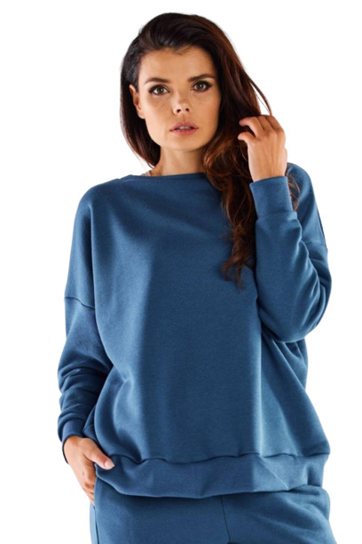 Bluza damska dresowa luźna bawełniana niebieska